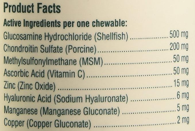 Petnc Level-2 Hip & Joint Health Supplement for Adult Dogs (60 Count), 500mg Glucosamine, 200mg Chondroitin, 50mg MSM, & 6mg Hyaluronic Acid, Includes Vitamin C & Manganese, Liver Flavor