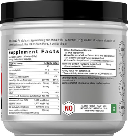 Horbaach Joint Support Supplement Powder | 1 lb | Glucosamine, Chondroitin, MSM & Turmeric | for Men and Women | Non-GMO & Gluten Free