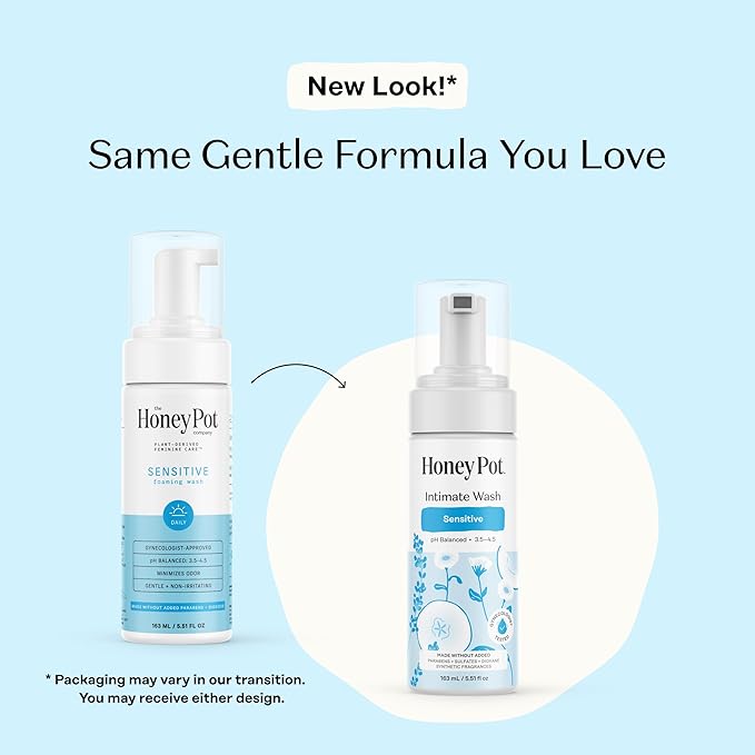 The Honey Pot Company - Sensitive Feminine Wash - Herbal Infused - PH Balanced Plant Based Natural Hygiene Products - 5.51 Fluid Oz (Pack 3)