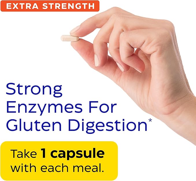 Enzymedica GlutenEase Extra Strength, Advanced Gluten Digestive Enzymes for Women and Men, Fast-Acting Formula for Bloating Relief & Digestive Health, 60 Capsules