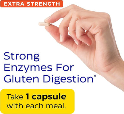 Enzymedica GlutenEase Extra Strength, Advanced Gluten Digestive Enzymes for Women and Men, Fast-Acting Formula for Bloating Relief & Digestive Health, 60 Capsules