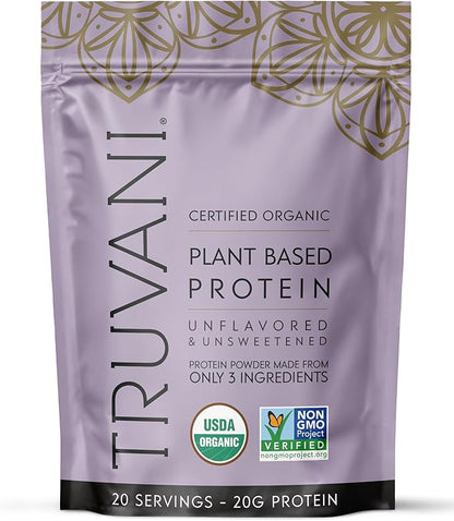 Truvani Pea Protein Powder | Unflavored | 20g Organic Vegan Plant Based Protein | 20 Servings | Keto | Gluten & Dairy Free | Low Carb | No Added Sugar