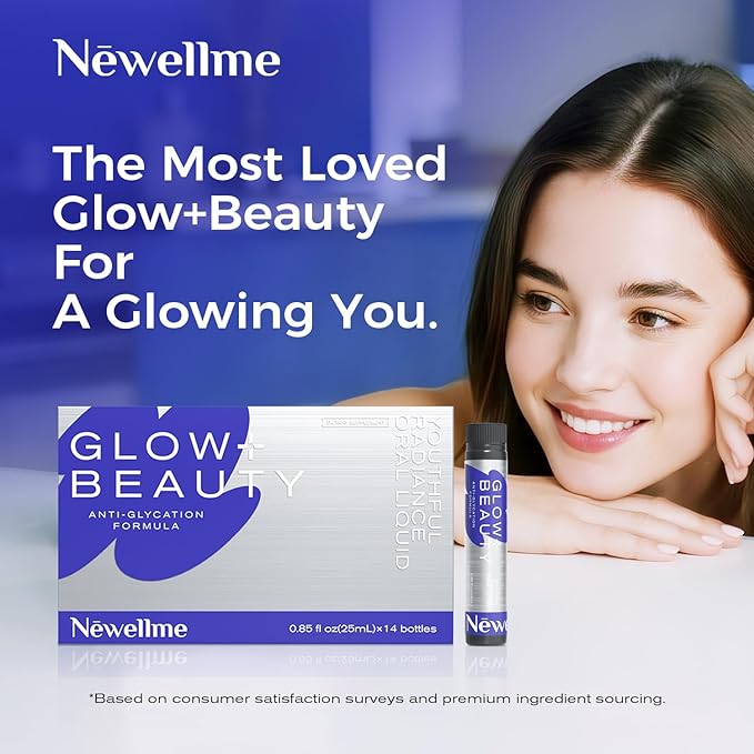 NEWELLME Liquid Collagen Shots with Hyaluronic Acid, 18,000mg Multi Collagen Peptides, Sugar Free Ready-to-Drink Collagen Supplement for Hair Skin Nails, 28 Bottles