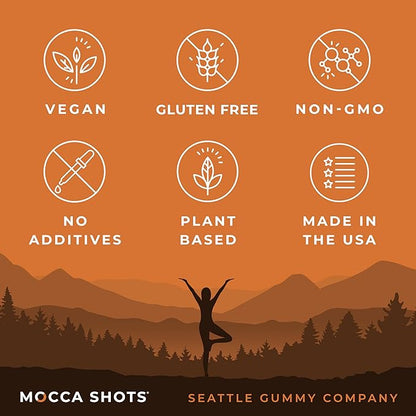 SGC Highest Concentration 100 mg Caffeine per Gummy, 2 Gummies per Pack, 6-Pack Mocca Shots Salted Caramel Plant-Based Instant Energy with Herbal nootropics