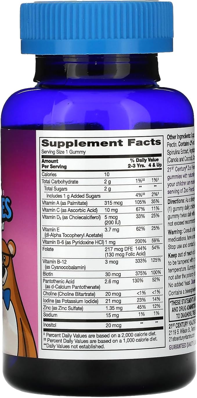 21st Century Zoo Friends Multi Gummies, Fruit 60 Count