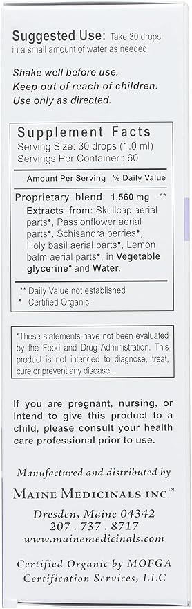 Relax + Restore Alcohol-Free Herbal Stress Support- with Nervines and Adaptogens for Healthy Calm* Certified Organic - 2 floz (60 Servings)