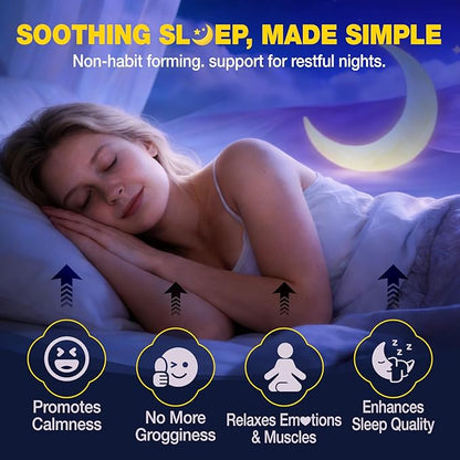 Glycine Gummies for Sleep, Glycine 3g Supplements with NAC, Magnesium Glycinate, L-Theanine, GABA, L Tryptophan, B6 for Relax, Nerve & Brain, Melatonin Free, Sugar Free, Vegan, Blueberry Flavor, 60 Ct