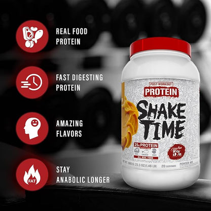 5% Nutrition Rich Piana Shake Time | 24g Animal Based Protein Drink | Grass-Fed Beef Isolate, Chicken, Egg | No Sugar or Soy (Peanut Butter)