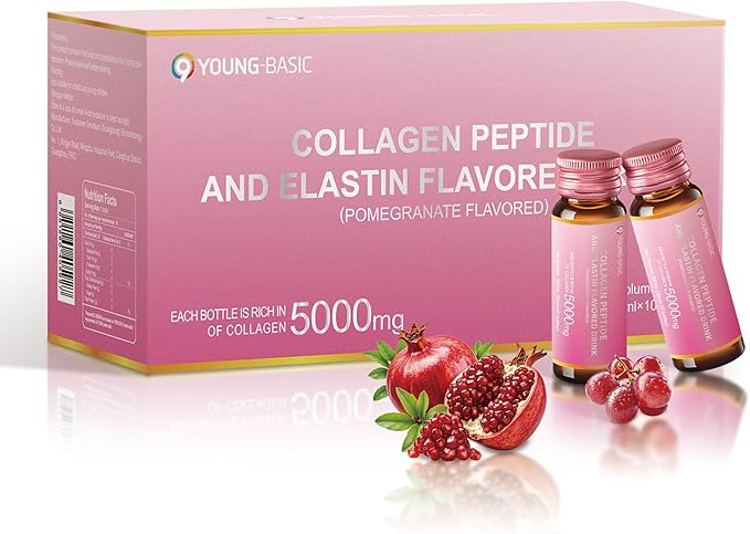 Ageless Beauty Marine Collagen Drink, Liquid Collagen for women with 5,000mg Franch Hydrolyzed Collagen, Korean Collagen Tripeptide, Skipjack Elastin Peptide, Supports Skin, Less Wrinkles, 0 Additives