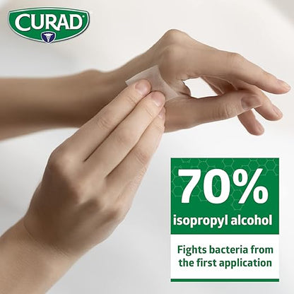 CURAD Alcohol Prep Pads (Pack of 4 Boxes), 400 Pieces of Medium Isopropyl Alcohol Wipes Individually Wrapped, First Aid Alcohol Swabs for Cuts & Scrapes, Medical Alcohol Pads for General Cleansing