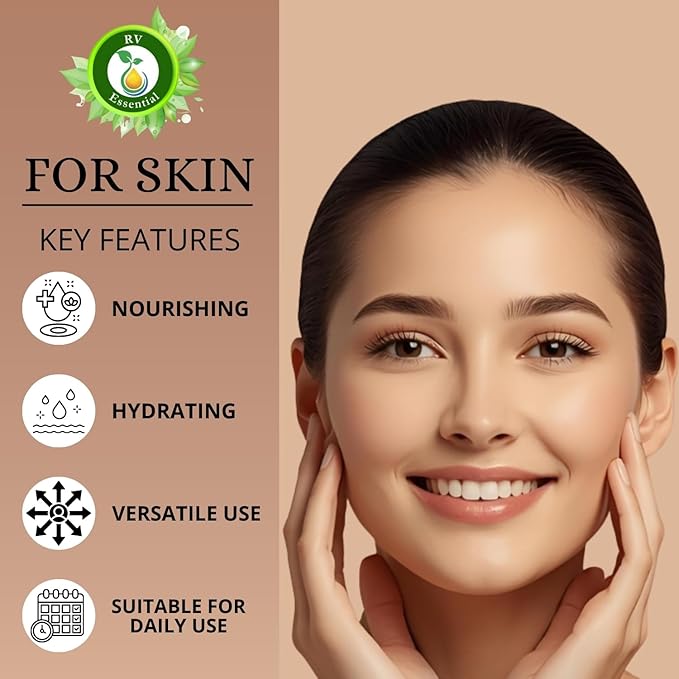 R V Essential Pure Evening Primrose Oil | Oenothera Biennis | 100% Natural Cold Pressed | for Face, Skin Care, Hair Care, Scalp Massage, Body Massage | 10ml | 0.338oz
