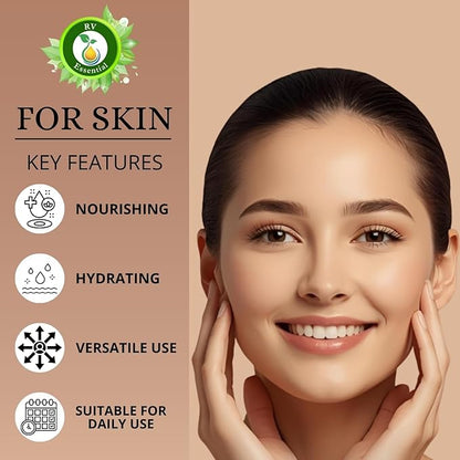 R V Essential Pure Evening Primrose Oil | Oenothera Biennis | 100% Natural Cold Pressed | for Face, Skin Care, Hair Care, Scalp Massage, Body Massage | 50ml | 1.69oz