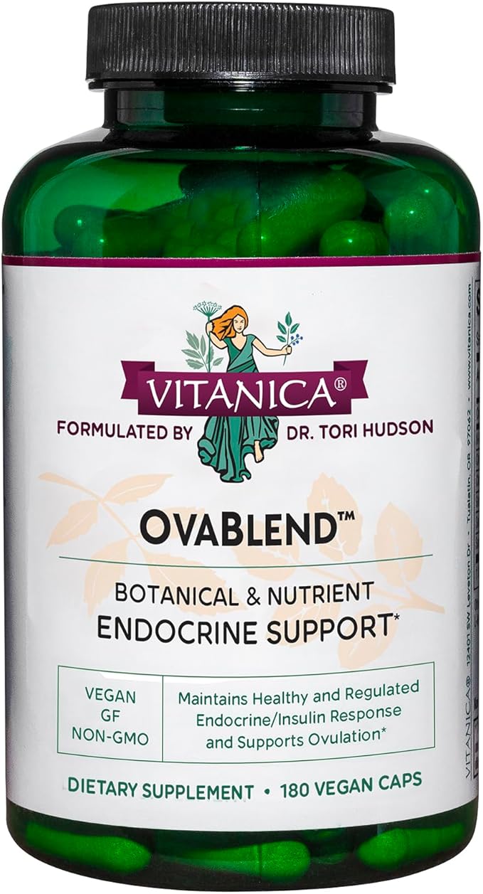 Vitanica OvaBlend - Endorine and Ovulation Support for Women with NAC, Chromium, Green Tea, and Saw Palmetto - Supports Healthy Ovulation - Vegan - 180 Capsules