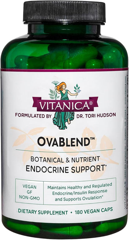 Vitanica OvaBlend - Endorine and Ovulation Support for Women with NAC, Chromium, Green Tea, and Saw Palmetto - Supports Healthy Ovulation - Vegan - 180 Capsules