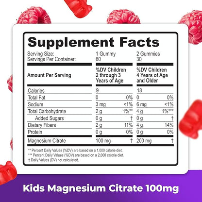 DR. MORITZ Sugar-Free Calm Magnesium Gummies for Kids and Adults - Non-GMO Magnesium Citrate Gummies - Raspberry Flavor - 3-Pack (180 Count)