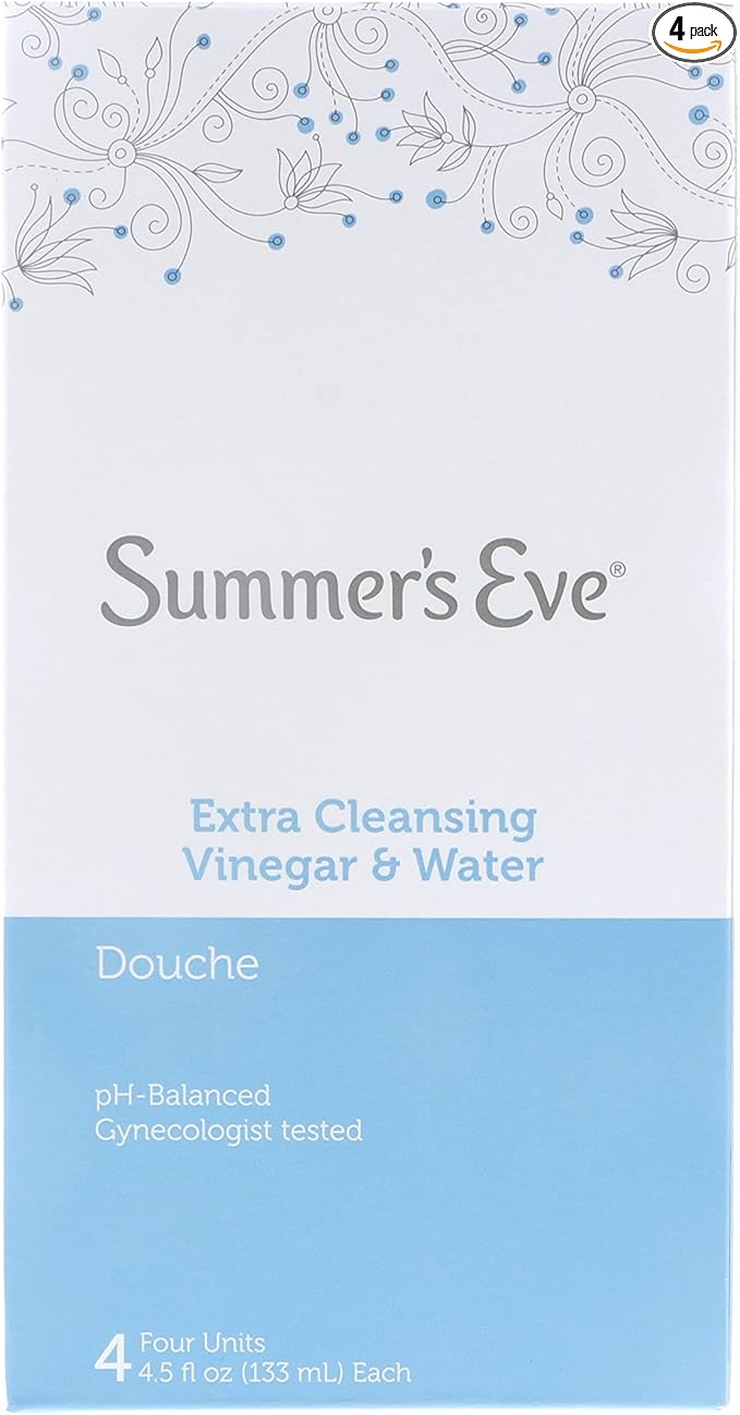 Summer's Eve Extra Cleansing Douche Vinegar & Water, Feminine Wash,PH Balanced, Naturally Inspired, & Gynecologist Tested (Pack of 4 Bottles, 4.5oz Each Bottle)