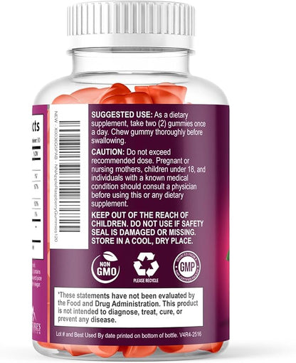 Apple Cider Vinegar Gummies 1000mg per Serving - Sugar Free Max Strength ACV Gummy Vitamins Supplement, Advanced Formula, Vitamin B12 Supports Metabolism & Energy, Keto Friendly, Vegan, 120 Gummies