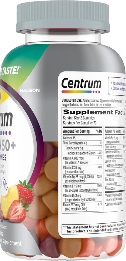 Centrum MultiGummies for Women 50 Plus, Multivitamin/Multimineral Supplement with Vitamins D3, E, B6, and B12, Assorted Fruit Flavor - 140 Count