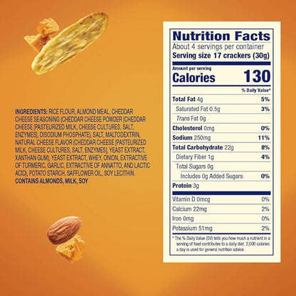 Blue Diamond Almonds Nut Thins, Cheddar Cheese, 4.25 Oz (Pack of 4)