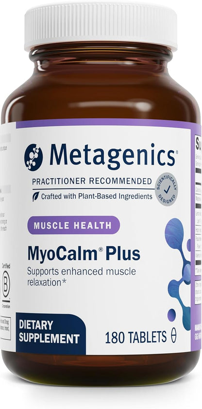 Metagenics MyoCalm Plus - Muscle Relaxation & Stress Support with Passionflower, Valerian, Lemon Balm, Magnesium & Calcium - Supports Sleep Quality - Non-GMO, Gluten-Free, Vegetarian - 180 Tablets