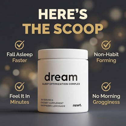 DREAM Sleep Aid Powder | Magnesium L-Threonate, Apigenin & Theanine | 2400mg 7-Ingredient Non-Habit Forming and Natural Sleep Aids for Adults | Deep Sleep Super Calm & Stress Relief