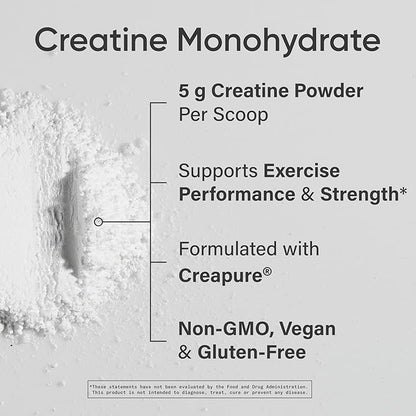 Sports Research® Creatine Monohydrate Powder w/Creapure® - Gain Lean Muscle, Improve Performance, & Support Workout Recovery* - 5g German Creatine · NSF Sport · Easy Mixing - 90 Servings (Unflavored)