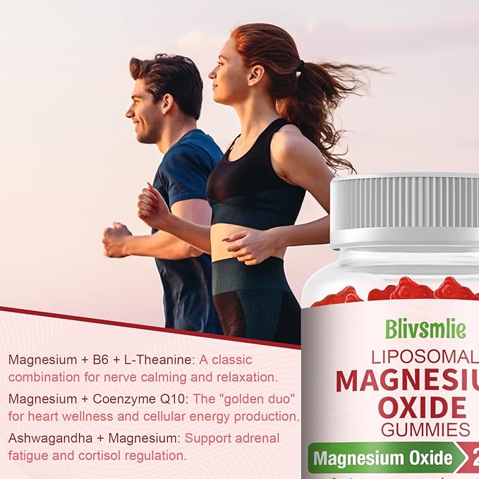 Liposomal Magnesium Oxide Gummies 2000mg Complex Ashwagandha,CoQ10, L-Theanine, L-5-MTHF, Methyl B12, Zinc for Sleep & Energy,Stress Relief,Heart Health,Neuro Support