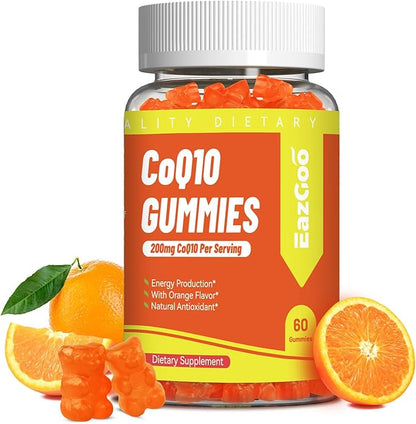 CoQ10 Gummies 200mg, Vegan Supplement for Energy Production, Non-GMO, Gluten Free (60 Gummies)