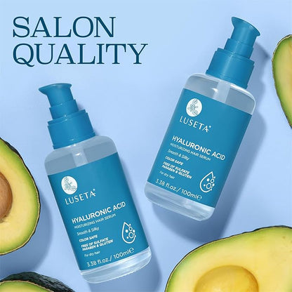 Luseta Hyaluronic Acid Moisturizing Hair Serum for Dry and Damaged Hair, Hair Oil Serum for Women Infused with Avocado Argan Oil and Shea Butter 3.38oz