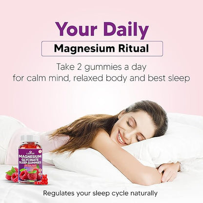 Lofux Magnesium Glycinate Gummies 400mg, Sugar Free Magnesium Gummies for Adults Women, Men, Chewable Supplement Gummy with L-Threonate, Vitamin D, B6, CoQ10 - for Calm, Sleep, Body Relaxation, 120 Ct