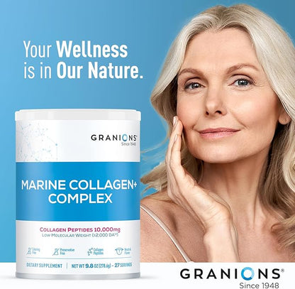 Marine Collagen Powder Unflavored - 10g Type I Hydrolyzed Collagen Peptides with Natural Acerola Vitamin C Antioxidant - Hair, Skin, Nails Vitamins for Women & Men- Pro-Aging Beauty Supplement - 9.8oz