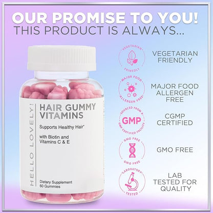 Hair Vitamins Gummies for Hair Growth - Best Multivitamin Supplement for Hair, Skin & Nails with 5000 mcg Biotin per Serving - Supports Thicker, Stronger Hair Women & Men - Berry Flavor - 60 Gummies