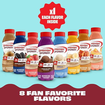 Premier Protein Shake, Variety Pack (8 Flavors, 2 of Each), 30g Protein, No Added Sugar, 24 Vitamins & Minerals, 11.5 fl oz Bottles (16 Pack)