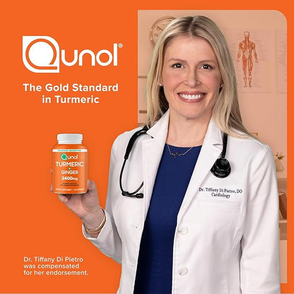 Qunol Turmeric Curcumin with Black Pepper & Ginger, 2400mg Turmeric Extract with 95% Curcuminoids, Extra Strength Supplement, Enhanced Absorption, Joint Support Supplement, 105 Count