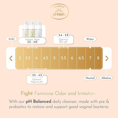 Honestly pHresh Foaming Feminine Wash for Women – pH Balanced Natural Intimate Cleanser with Prebiotics & Probiotics. Vegan, Sensitive Skin Safe. Made In USA - Sage & Chamomile Scent, 5 oz