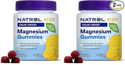 Natrol Kids Magnesium Citrate Gummies, Gently Calm & Relax Little Minds and Bodies, Plus Support Healthy Muscle Relaxation and Function, 30 Razzilicious Gummies, Up to a 30 Day Supply, (Pack of 2)
