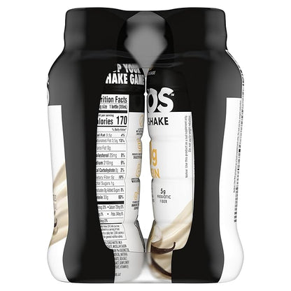 Oikos Protein Shake, Vanilla, 30g High Protein Drinks, Shelf Stable, Ready to Drink, 5g Prebiotic Fiber, 12 fl oz Bottle, 4 Count