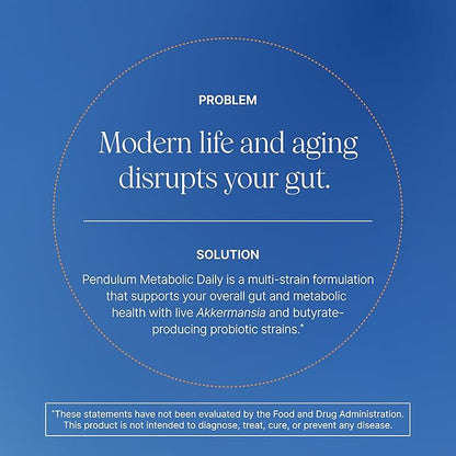 Pendulum Metabolic Daily - Multi-Strain Probiotic with Akkermansia muciniphila to Support Metabolism and Sustain Energy Levels - for Women and Men - 90 Capsules (1 Pack)