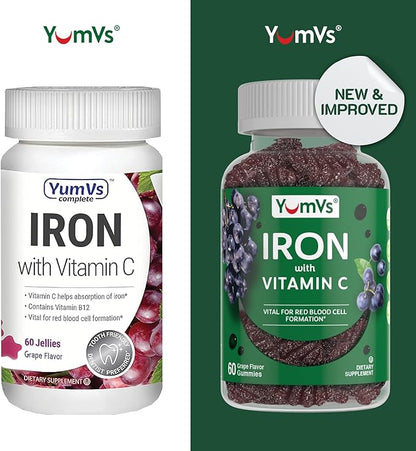 Iron Gummies Supplement with Vitamin C – 10 mg Iron Supplement – Great-Tasting Gummies Grape Flavor – Supports Immune Health & Helps with Iron Deficiency – Vegan, Kosher, Non-GMO – 60 Count