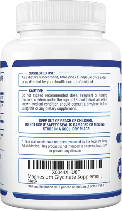Purely Optimal Magnesium Glycinate 500mg – Sleep Support & Stress Relief – Gentle, High Absorption Magnesium Supplement for Muscle Relaxation, Calm & Nerve Support – 120 Capsules