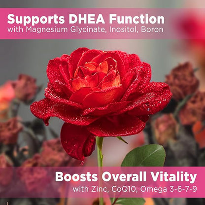 DHEA Supplement for Women, DHEA 50mg with Omega Fatty Acids, Magnesium & Antioxidant Blend, Supports Hormone Balance, Healthy Aging, Immunity & Energy, DHEA 25 mg per Gummy, Non-GMO, Sugar Free, 60ct