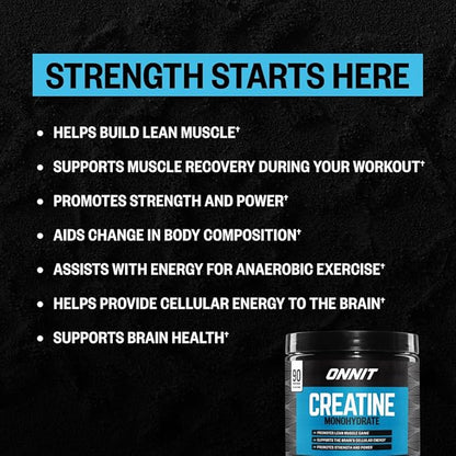 ONNIT Creatine Monohydrate Powder – Unflavored, 90-Serving Value Size – Supports Strength, Lean Muscle, and Brain Energy† – Keto Friendly, No Fillers, 90 Servings, 15.29 oz