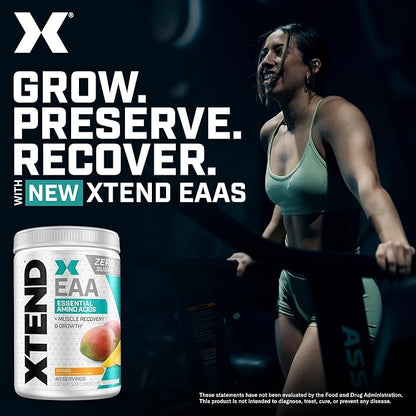 Xtend Scivation EAA + BCAA Powder | Muscle Recovery & Lean Muscle Growth | 9 Essential Amino Acids for Intra Workout or Post Workout Recovery | 10g EAAs Per 2 Servings | Mango 40 Servings
