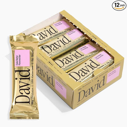 David High Protein Bars - 0g of Sugar, Low Carb, Gluten Free - 28g of Protein, 150 Calories - On-The-Go Snack - Cake Batter Flavor, Pack of 12