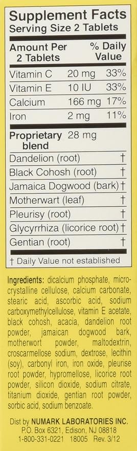 Lydia Pinkham Herbal Supplement Tablets for Menstruation and Menopause Support, 72 Count