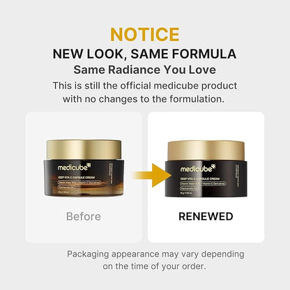 medicube Capsule Cream with Deep Vitamin C | Liposome Vitamin C Golden Capsule for Radiance & Firm-Looking Skin | Hydrating Glow Gel Texture | Korean Skincare, 1.94 oz