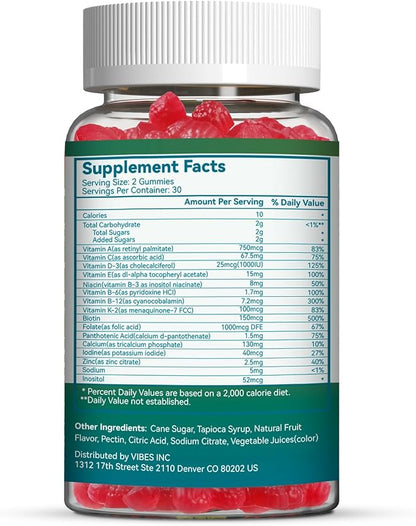 Women's Multivitamin Gummies, Vitamins A, C, D3, E, K, B12, Calcium, Biotin, Folic Acid, Inositol, Multivitamin for Women for Daily Nutritional Support, 60 Day Supply - 120 Count