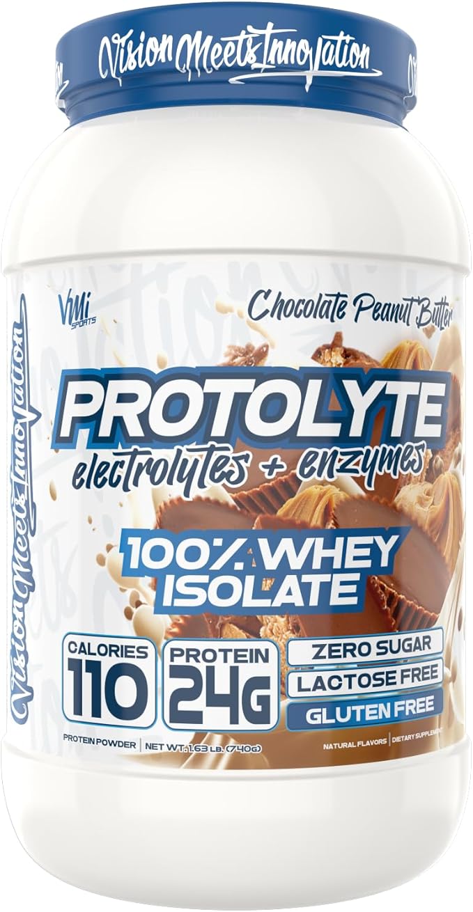 VMI Sports | ProtoLyte Whey Isolate Protein Powder | Low Calorie Whey for Weight Loss and Muscle Gain | Digestive Enzymes | Non-GMO (1.6 lb, Chocolate Peant Butter)
