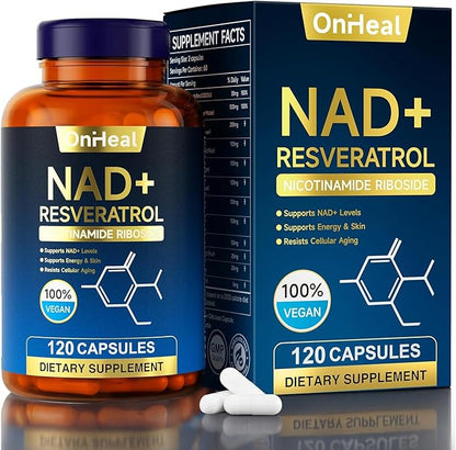 resveratrol Supplement for Energy & Skin - Anti-Aging Booster with resveratrol - Supports Cellular Health & Focus - 120 Capsules