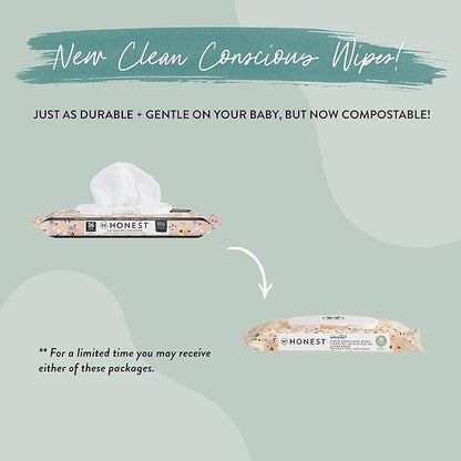 The Honest Company Hypoallergenic Multi-Use Baby Wipes for Sensitive Baby Skin, Terrazzo, 36 Count